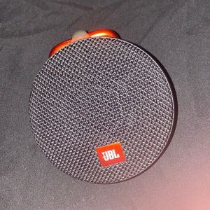 JBL CLIP 2 small but loud , portable , and you can talk on the phone with it
